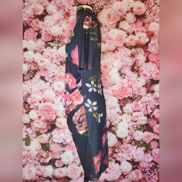 NWT ASOS Maternity Petite Bardot Dress in Floral Print Size 2 purple black pink - Picture 8 of 9